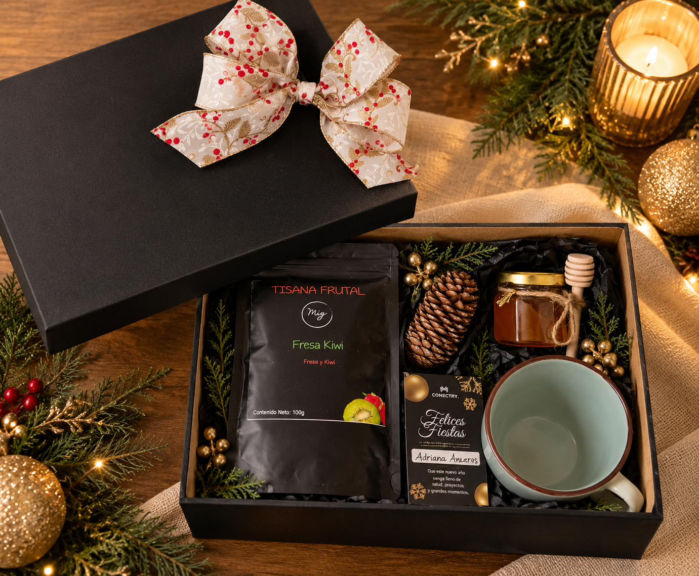 Momento de Navidad | Caja Gourmet de Tisana & Miel, regalo corporativo de Signa Gift House